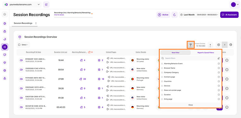 Filters For Session Recordings Overview Filters For Session Recordings Overview