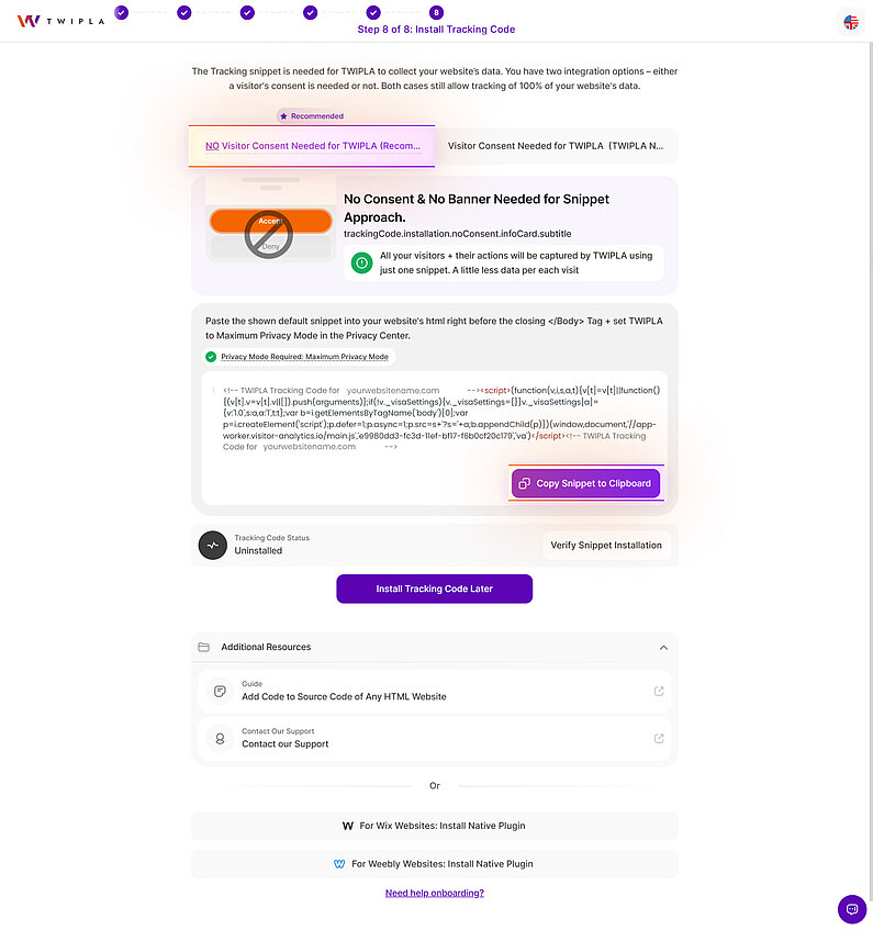 Manuelle Tracking-Code-Installation