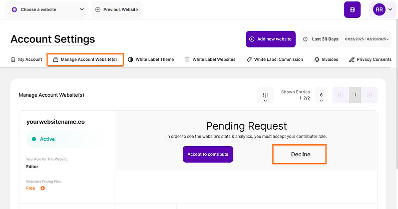 Einladung zum Mitwirken ablehnen Einladung zum Mitwirken ablehnen