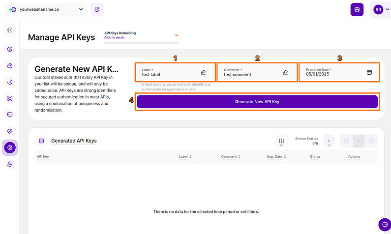 Generate New API Key Generate New API Key