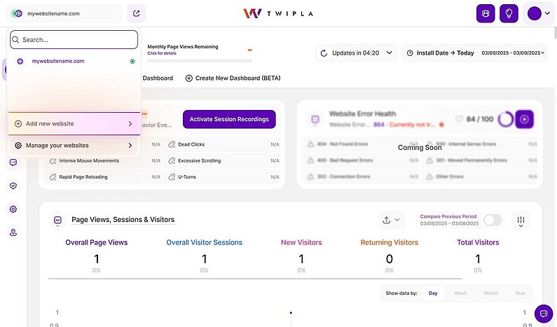 neue Website hinzufügen