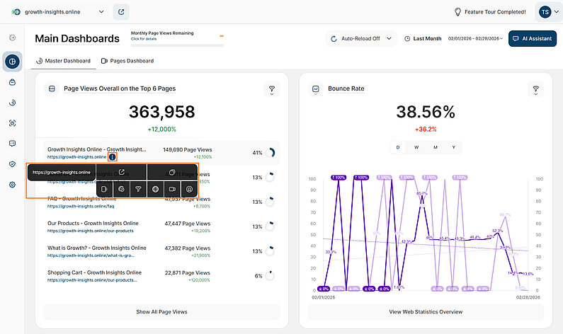 URL Context Action Menu Options