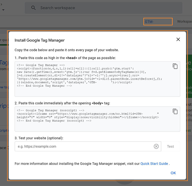Codes zur Website hinzufügen