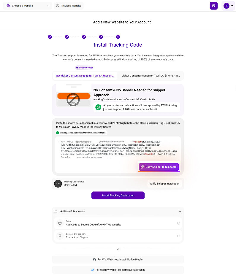 Installieren Sie den Tracking-Code auf Ihrer Website