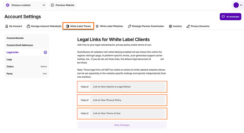 Add Legal Links