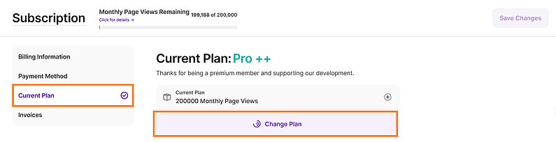 Ändern des Abonnementplans Ändern des Abonnementplans