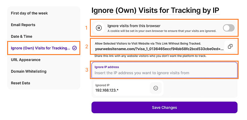 Eigene Besuche ignorieren Eigene Besuche ignorieren
