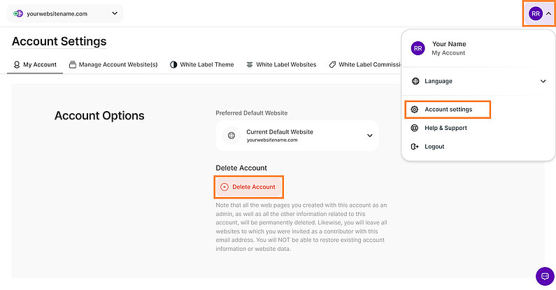 Ihr Konto löschen Ihr Konto löschen