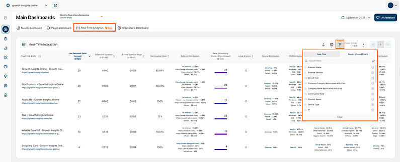 Apply Filtering to Real-Time Interaction Report Block Apply Filtering to Real-Time Interaction Report Block
