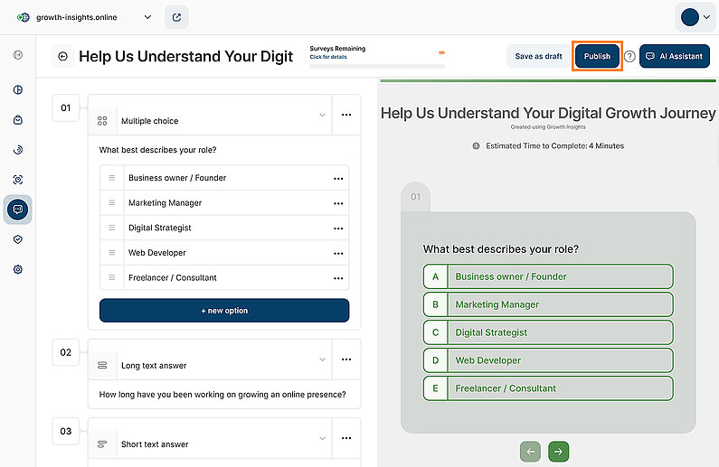 Finalize and Publish Your Survey Finalize and Publish Your Survey