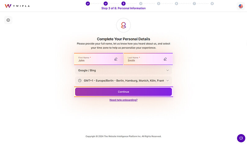 vollständige Angaben zur Person