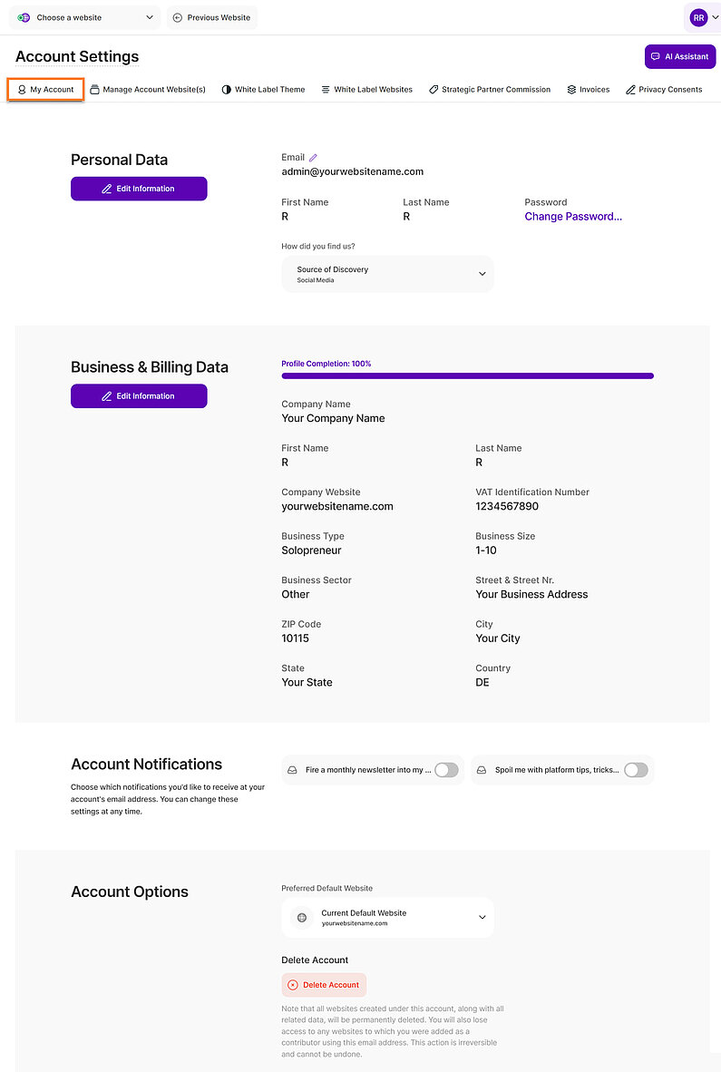 Manage Your Account Information Manage Your Account Information