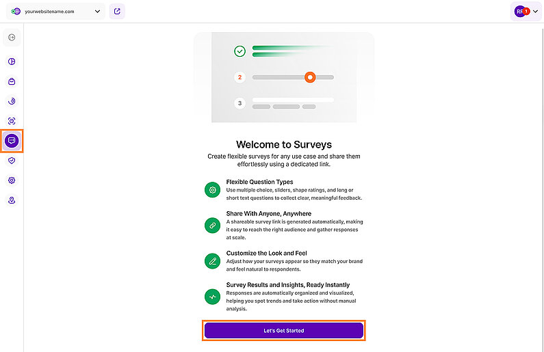 Activation Screen for the Surveys Feature Activation Screen for the Surveys Feature