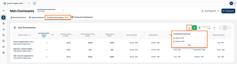 Downloading Live Metrics for External Reporting Downloading Live Metrics for External Reporting