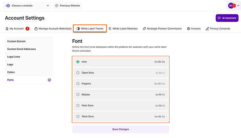 Customize the Font Customize the Font