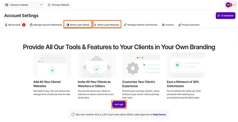 Activate White Label Feature Activate White Label Feature