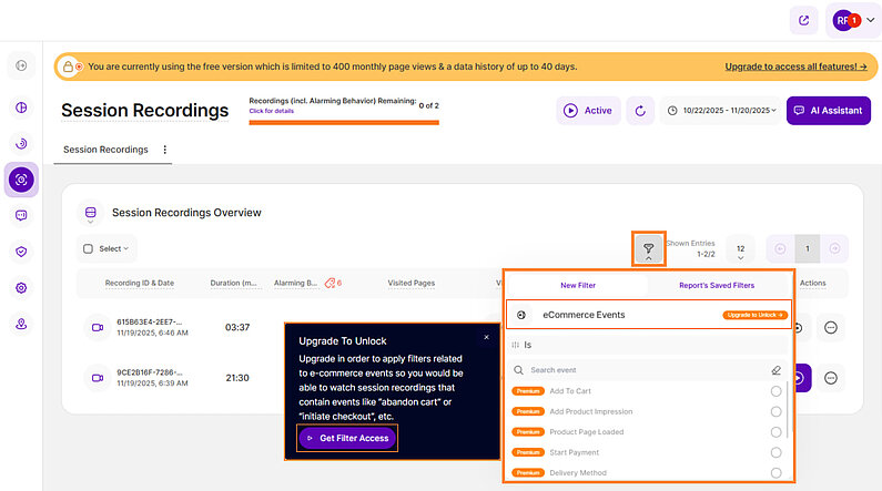Leverage our eCommerce Events Filters Leverage our eCommerce Events Filters
