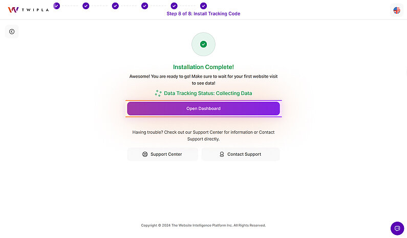 Installation abgeschlossen