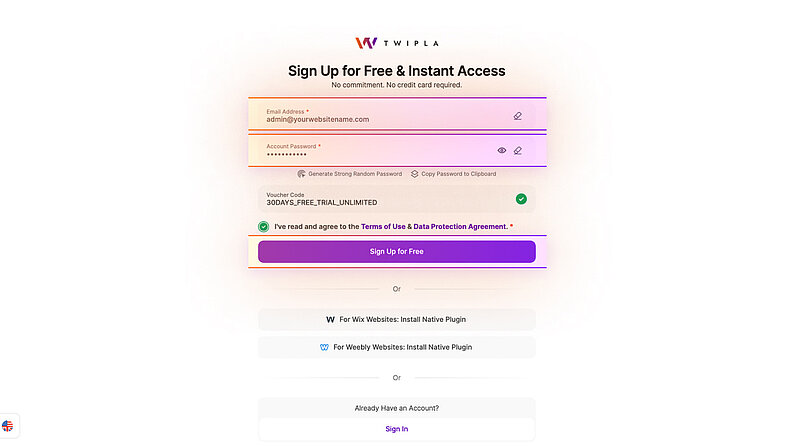 für ein neues Konto registrieren